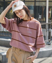 【CODDERR】アーチロゴ刺繍 ボーダー ビッグシルエットリンガーTシャツ