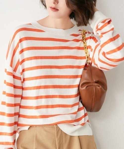 Ritzy（リッツィー）の「ボーダーロングスリーブT（Tシャツ/カットソー・レディース・ホワイト/ブラック/オレンジ/ブルー/グリーン・FREE）」の5枚目の写真