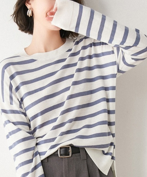 Ritzy（リッツィー）の「ボーダーロングスリーブT（Tシャツ/カットソー・レディース・ホワイト/ブラック/オレンジ/ブルー/グリーン・FREE）」の4枚目の写真