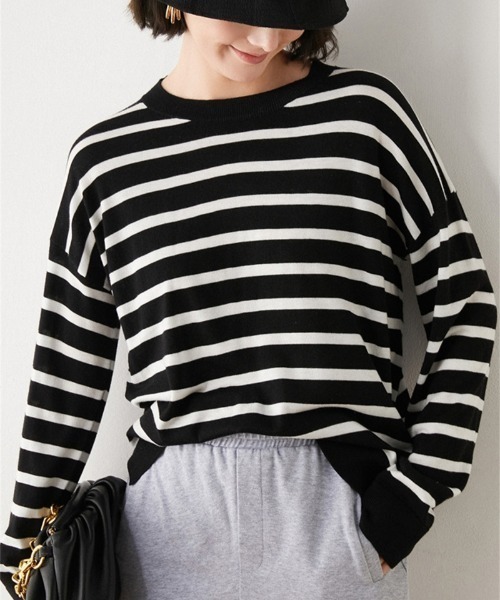 Ritzy（リッツィー）の「ボーダーロングスリーブT（Tシャツ/カットソー・レディース・ホワイト/ブラック/オレンジ/ブルー/グリーン・FREE）」の3枚目の写真