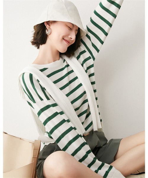 Ritzy（リッツィー）の「ボーダーロングスリーブT（Tシャツ/カットソー・レディース・ホワイト/ブラック/オレンジ/ブルー/グリーン・FREE）」の16枚目の写真