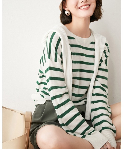 Ritzy（リッツィー）の「ボーダーロングスリーブT（Tシャツ/カットソー・レディース・ホワイト/ブラック/オレンジ/ブルー/グリーン・FREE）」の13枚目の写真