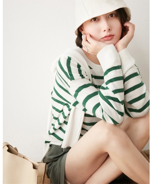 Ritzy（リッツィー）の「ボーダーロングスリーブT（Tシャツ/カットソー・レディース・ホワイト/ブラック/オレンジ/ブルー/グリーン・FREE）」の10枚目の写真