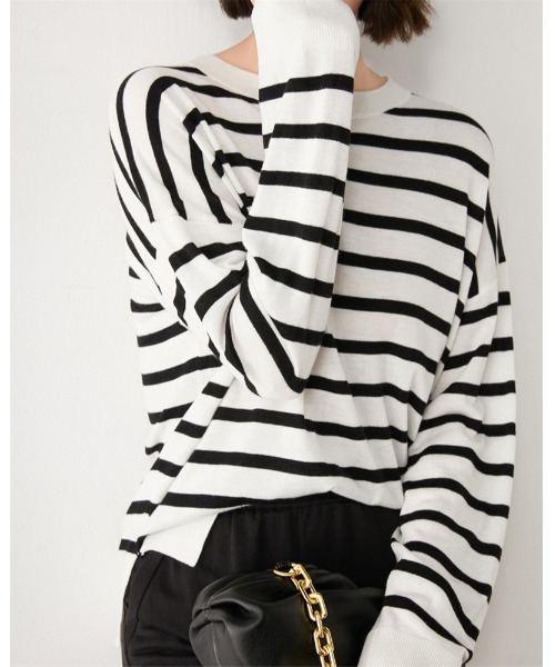 Ritzy（リッツィー）の「ボーダーロングスリーブT（Tシャツ/カットソー・レディース・ホワイト/ブラック/オレンジ/ブルー/グリーン・FREE）」の19枚目の写真