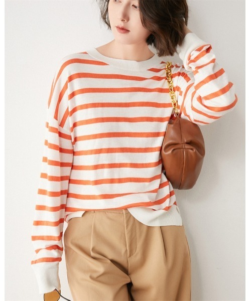 Ritzy（リッツィー）の「ボーダーロングスリーブT（Tシャツ/カットソー・レディース・ホワイト/ブラック/オレンジ/ブルー/グリーン・FREE）」の17枚目の写真