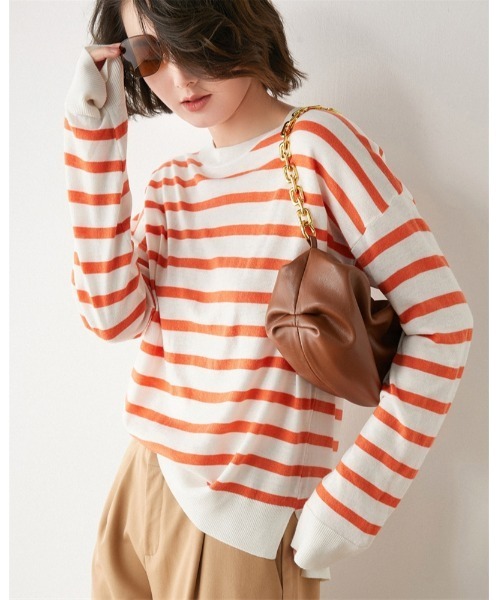 Ritzy（リッツィー）の「ボーダーロングスリーブT（Tシャツ/カットソー・レディース・ホワイト/ブラック/オレンジ/ブルー/グリーン・FREE）」の21枚目の写真