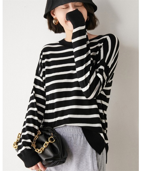 Ritzy（リッツィー）の「ボーダーロングスリーブT（Tシャツ/カットソー・レディース・ホワイト/ブラック/オレンジ/ブルー/グリーン・FREE）」の22枚目の写真