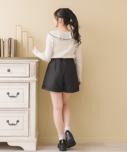 ems excite（エムズエキサイト）の「フリル襟NTカーデ（ニット/セーター・レディース・グリーン/ブラック/ナチュラル・FREE）」の7枚目の写真