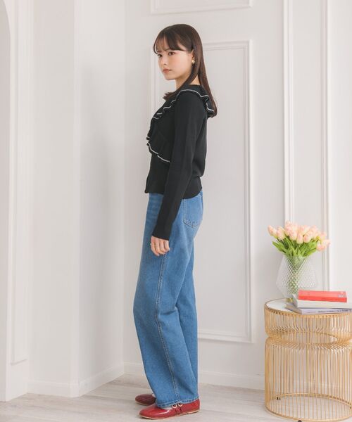 ems excite（エムズエキサイト）の「フリル襟NTカーデ（ニット/セーター・レディース・グリーン/ブラック/ナチュラル・FREE）」の12枚目の写真