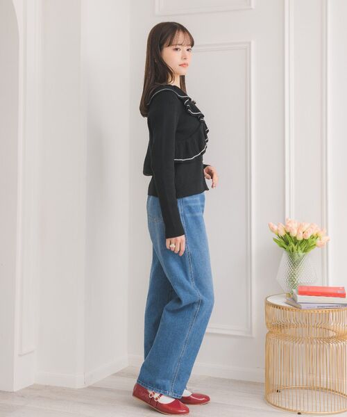 ems excite（エムズエキサイト）の「フリル襟NTカーデ（ニット/セーター・レディース・グリーン/ブラック/ナチュラル・FREE）」の13枚目の写真