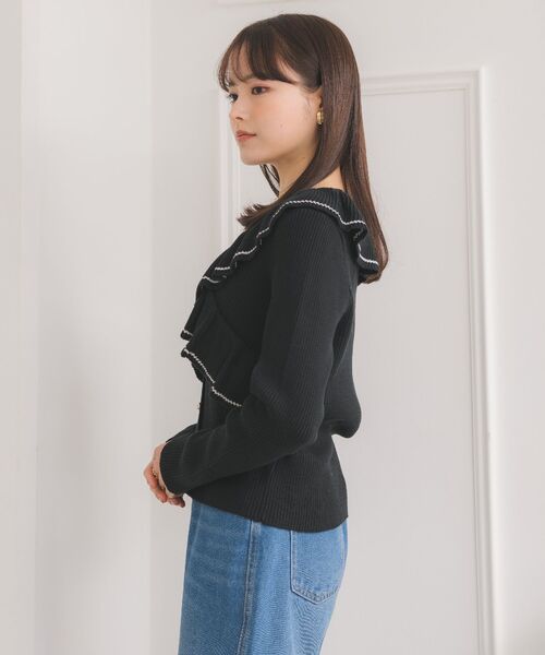 ems excite（エムズエキサイト）の「フリル襟NTカーデ（ニット/セーター・レディース・グリーン/ブラック/ナチュラル・FREE）」の16枚目の写真