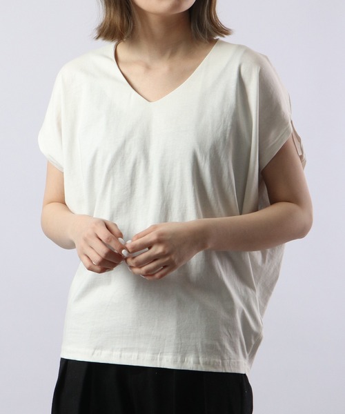 atONE(アットワン)の「atONE 綿100% コクーンドルマンカットソー 半袖(Tシャツ/カットソー・レディース・杢グレー/ブラック/ライトベージュ/ホワイト・LL~3L/M~L/4L~5L)」の1枚目の写真