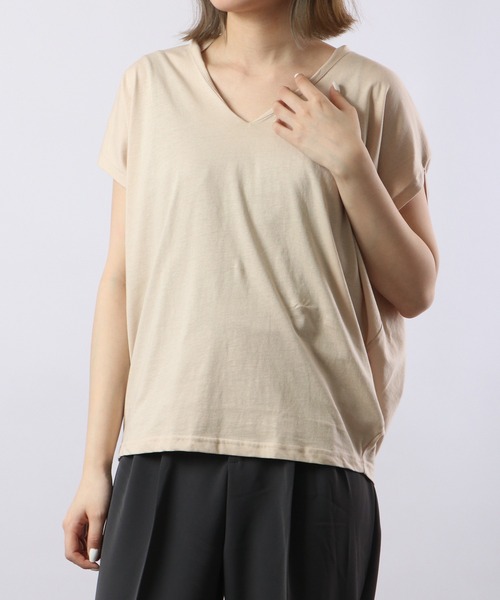 atONE(アットワン)の「atONE 綿100% コクーンドルマンカットソー 半袖(Tシャツ/カットソー・レディース・杢グレー/ブラック/ライトベージュ/ホワイト・LL~3L/M~L/4L~5L)」の4枚目の写真