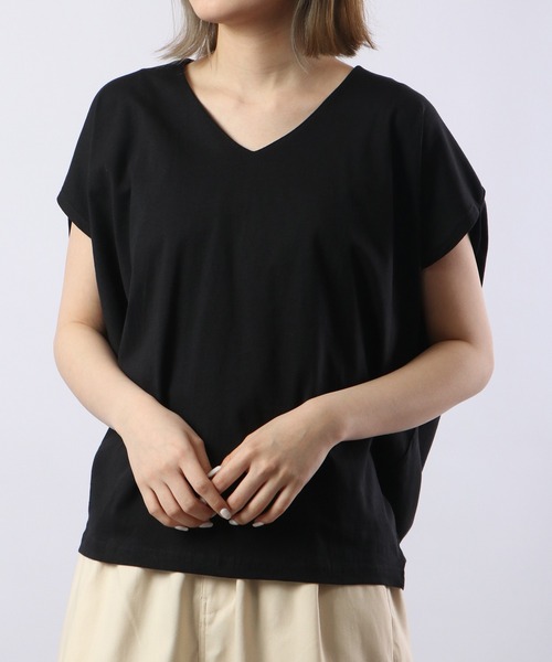 atONE(アットワン)の「atONE 綿100% コクーンドルマンカットソー 半袖(Tシャツ/カットソー・レディース・杢グレー/ブラック/ライトベージュ/ホワイト・LL~3L/M~L/4L~5L)」の11枚目の写真