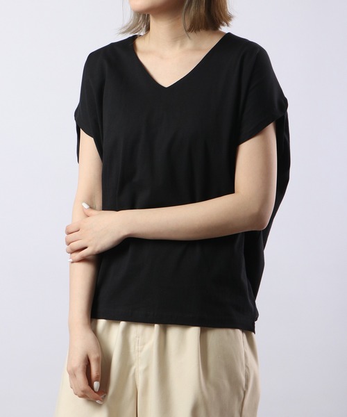 atONE(アットワン)の「atONE 綿100% コクーンドルマンカットソー 半袖(Tシャツ/カットソー・レディース・杢グレー/ブラック/ライトベージュ/ホワイト・LL~3L/M~L/4L~5L)」の13枚目の写真