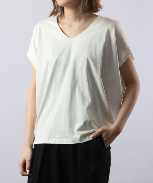 atONE(アットワン)の「atONE 綿100% コクーンドルマンカットソー 半袖(Tシャツ/カットソー・レディース・杢グレー/ブラック/ライトベージュ/ホワイト・LL~3L/M~L/4L~5L)」の5枚目の写真