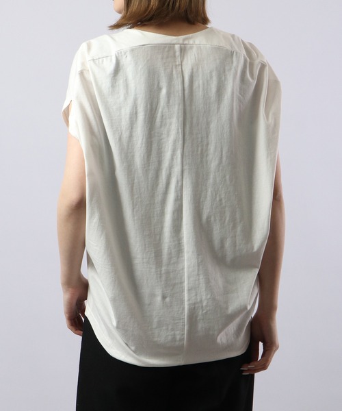 atONE(アットワン)の「atONE 綿100% コクーンドルマンカットソー 半袖(Tシャツ/カットソー・レディース・杢グレー/ブラック/ライトベージュ/ホワイト・LL~3L/M~L/4L~5L)」の9枚目の写真