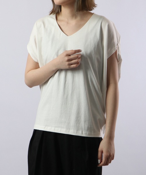 atONE(アットワン)の「atONE 綿100% コクーンドルマンカットソー 半袖(Tシャツ/カットソー・レディース・杢グレー/ブラック/ライトベージュ/ホワイト・LL~3L/M~L/4L~5L)」の6枚目の写真