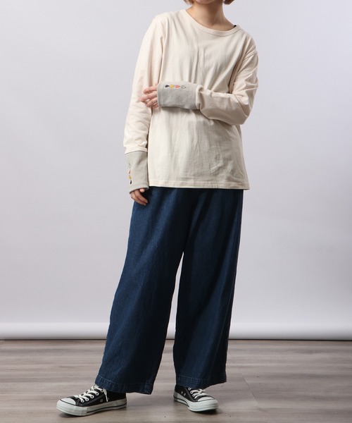 Emago(イマゴ)の「EMAGO 袖リブ切替えロングスリーブTシャツ(Tシャツ/カットソー・レディース・ネイビー/アイボリー/ブラック・FREE)」の8枚目の写真
