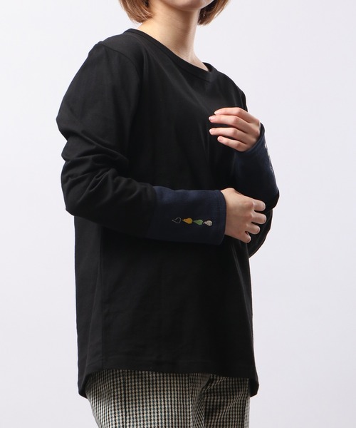 Emago(イマゴ)の「EMAGO 袖リブ切替えロングスリーブTシャツ(Tシャツ/カットソー・レディース・ネイビー/アイボリー/ブラック・FREE)」の13枚目の写真