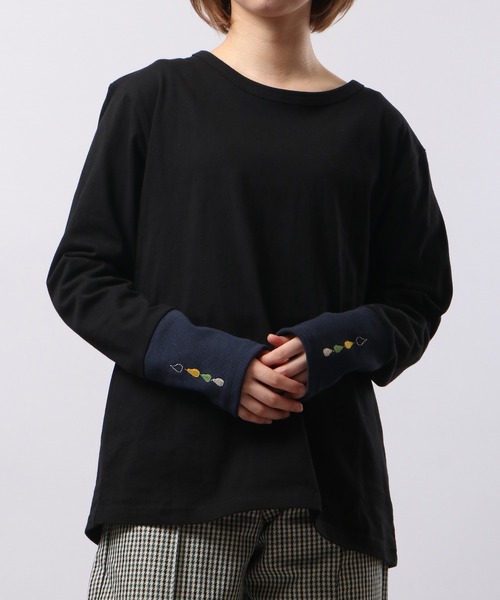 tシャツ EMAGO 袖リブ切替えロングスリーブ レディース EMAGO 袖リブ切替えロングスリーブTシャツ（Tシャツ/カットソー