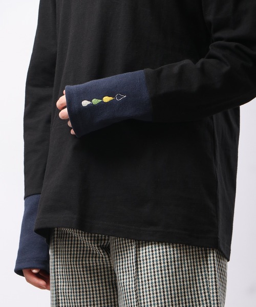 Emago(イマゴ)の「EMAGO 袖リブ切替えロングスリーブTシャツ(Tシャツ/カットソー・レディース・ネイビー/アイボリー/ブラック・FREE)」の18枚目の写真
