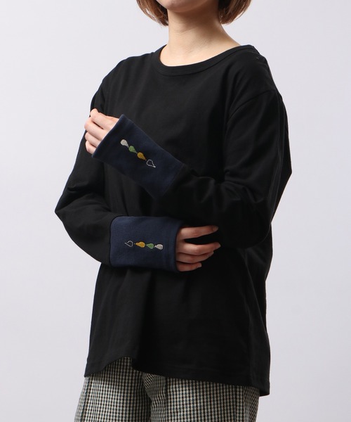 Emago(イマゴ)の「EMAGO 袖リブ切替えロングスリーブTシャツ(Tシャツ/カットソー・レディース・ネイビー/アイボリー/ブラック・FREE)」の12枚目の写真