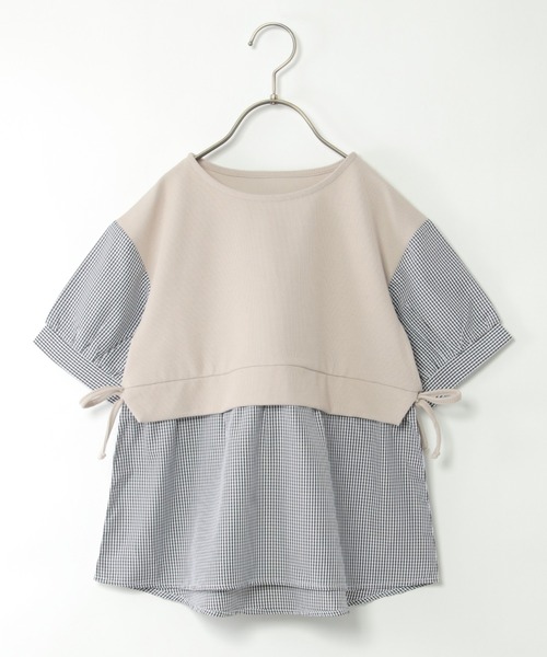 ikka(イッカ)の「【親子コーデ】カットミラノベストレイヤードプルオーバー(120~150cm)(Tシャツ/カットソー・キッズ・ベージュ/ネイビー・120/130/140/150)」の1枚目の写真