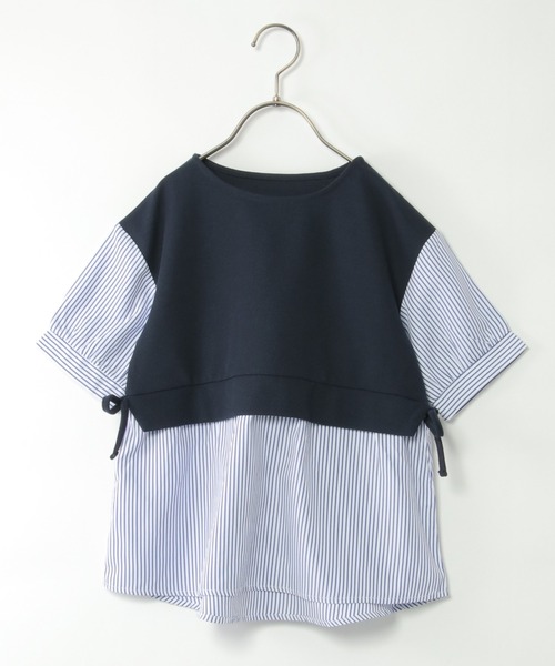 ikka(イッカ)の「【親子コーデ】カットミラノベストレイヤードプルオーバー(120~150cm)(Tシャツ/カットソー・キッズ・ベージュ/ネイビー・120/130/140/150)」の2枚目の写真