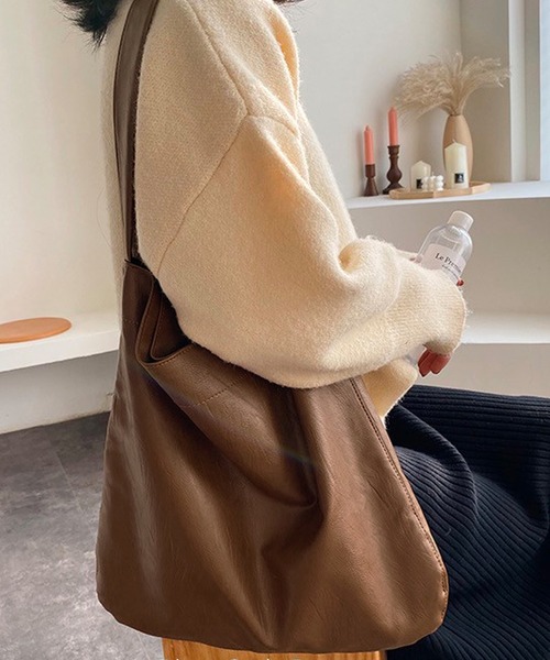 Chaco closet(チャコ クローゼット)の「フェイクレザースクエアートートバッグ(トートバッグ・レディース・ブラウン/ブラック・FREE)」の10枚目の写真