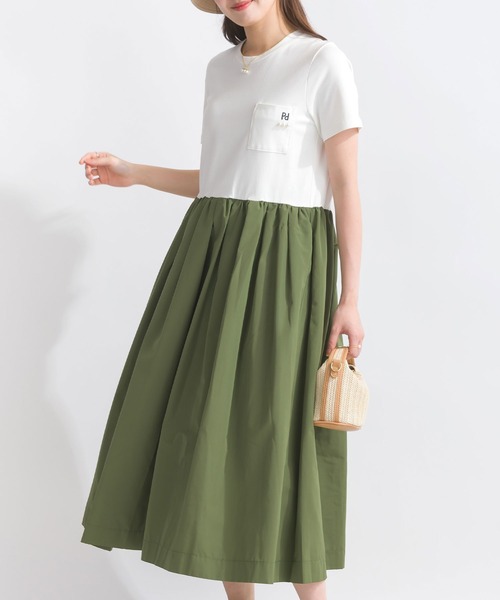 PICCIN PERLA（ピッチンペルラ）の「後ろリボンドッキングワンピース（ワンピース・レディース・ブラック/オフホワイト/ホワイト系その他/チャコールグレー・M）」の2枚目の写真