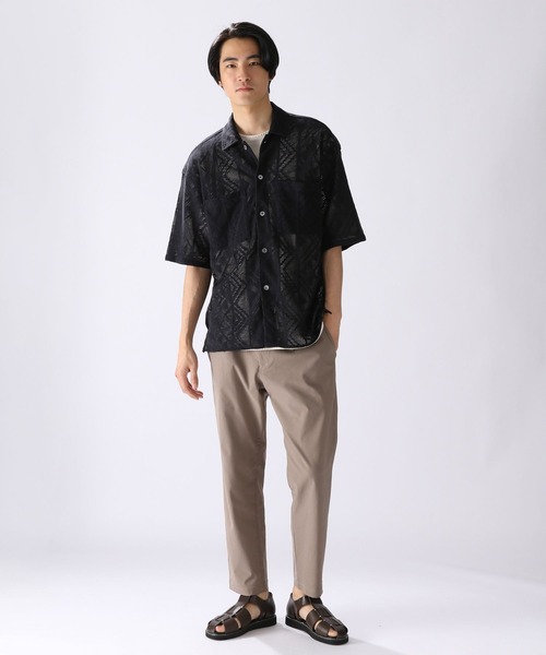 niko and...(ニコアンド)の「INDIA透かし編みシャツ(シャツ/ブラウス・メンズ・ブラック/オフホワイト/モカ・MEDIUM/LARGE)」の4枚目の写真