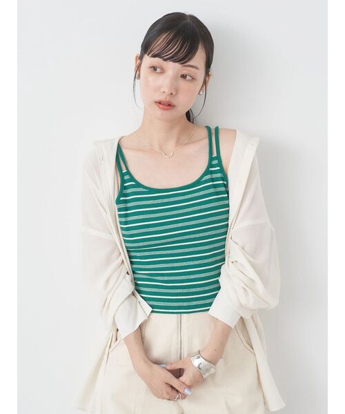 earth music&ecology(アースミュージックアンドエコロジー)の「クロップドキャミソール(インナーウェア/肌着・レディース・ブラック/オフホワイト/ホワイト系その他4/グリーン・S/M)」の11枚目の写真