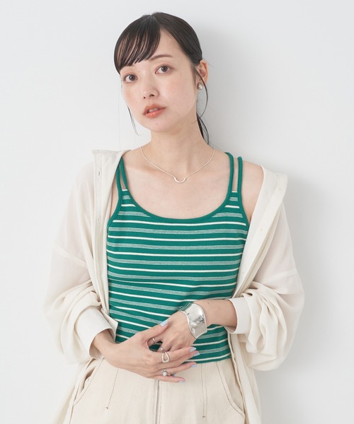 earth music&ecology(アースミュージックアンドエコロジー)の「クロップドキャミソール(インナーウェア/肌着・レディース・ブラック/オフホワイト/ホワイト系その他4/グリーン・S/M)」の1枚目の写真