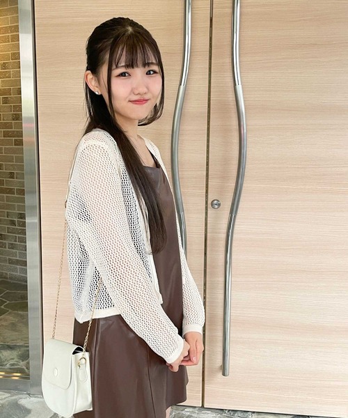 frunco(フランコ)の「mesh knit cardigan(カーディガン/ボレロ・レディース・ブラック/ベージュ・FREE)」の4枚目の写真