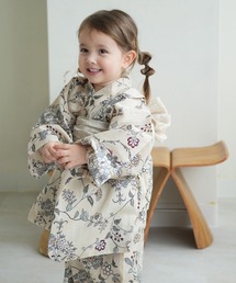 utatane | キッズ浴衣3点セット ひよこ商店 バニラベージュの小花更紗(浴衣)