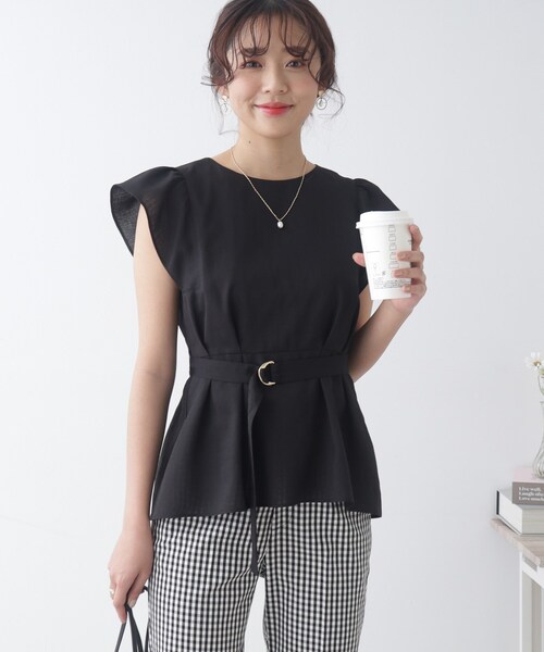 couture brooch（クチュールブローチ）の「◆【セットアップ着用可能】麻調合繊ペプラムブラウス（シャツ/ブラウス・レディース・ブラック/ナチュラル/ライトグリーン・36/38/40/42）」の19枚目の写真