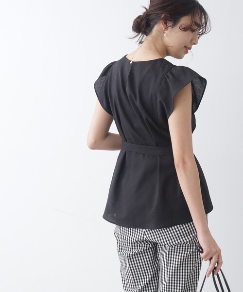 couture brooch（クチュールブローチ）の「◆【セットアップ着用可能】麻調合繊ペプラムブラウス（シャツ/ブラウス・レディース・ブラック/ナチュラル/ライトグリーン・36/38/40/42）」の9枚目の写真