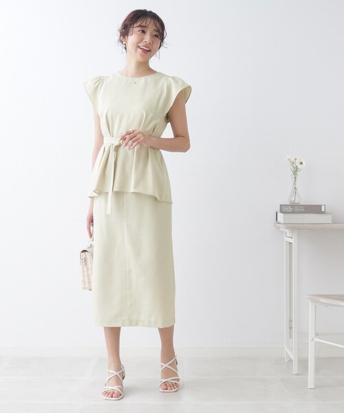 couture brooch（クチュールブローチ）の「◆【セットアップ着用可能】麻調合繊ペプラムブラウス（シャツ/ブラウス・レディース・ブラック/ナチュラル/ライトグリーン・36/38/40/42）」の14枚目の写真