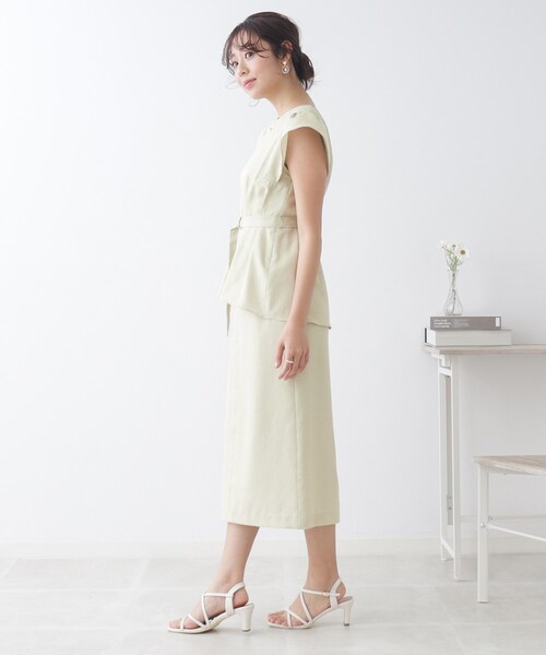 couture brooch（クチュールブローチ）の「◆【セットアップ着用可能】麻調合繊ペプラムブラウス（シャツ/ブラウス・レディース・ブラック/ナチュラル/ライトグリーン・36/38/40/42）」の5枚目の写真