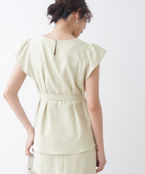 couture brooch（クチュールブローチ）の「◆【セットアップ着用可能】麻調合繊ペプラムブラウス（シャツ/ブラウス・レディース・ブラック/ナチュラル/ライトグリーン・36/38/40/42）」の10枚目の写真