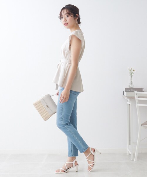 couture brooch（クチュールブローチ）の「◆【セットアップ着用可能】麻調合繊ペプラムブラウス（シャツ/ブラウス・レディース・ブラック/ナチュラル/ライトグリーン・36/38/40/42）」の21枚目の写真