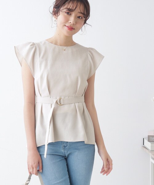 couture brooch（クチュールブローチ）の「◆【セットアップ着用可能】麻調合繊ペプラムブラウス（シャツ/ブラウス・レディース・ブラック/ナチュラル/ライトグリーン・36/38/40/42）」の11枚目の写真