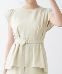 couture brooch | 【セットアップ着用可能】麻調合繊ペプラムブラウス(シャツ/ブラウス)
