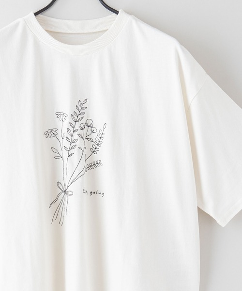 fort point(フォーポイント)の「【FORT POINT/フォートポイント】ナチュラル派のシンプル刺繍Tシャツ 5分袖 オーバーサイズ ビッグシルエット(Tシャツ/カットソー・レディース・チャコールグレー/ラベンダー/ライトグリーン/オフホワイト・FREE)」の2枚目の写真