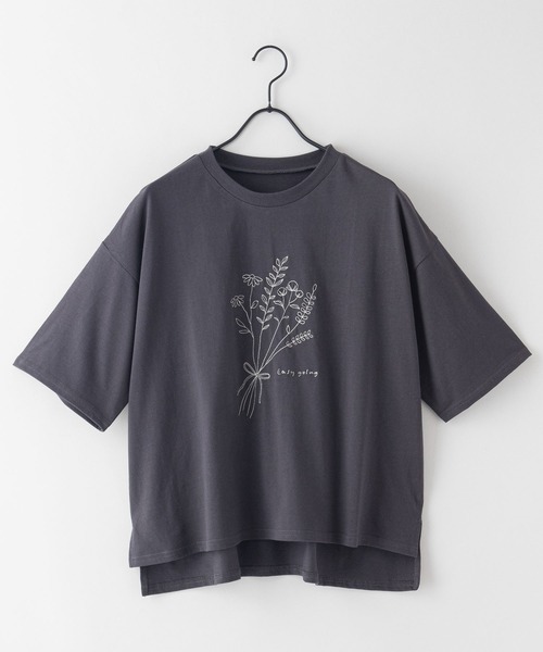 fort point(フォーポイント)の「【FORT POINT/フォートポイント】ナチュラル派のシンプル刺繍Tシャツ 5分袖 オーバーサイズ ビッグシルエット(Tシャツ/カットソー・レディース・チャコールグレー/ラベンダー/ライトグリーン/オフホワイト・FREE)」の6枚目の写真