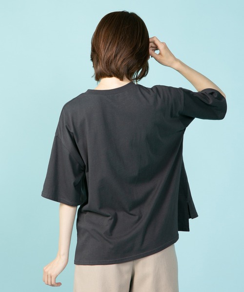 fort point(フォーポイント)の「【FORT POINT/フォートポイント】ナチュラル派のシンプル刺繍Tシャツ 5分袖 オーバーサイズ ビッグシルエット(Tシャツ/カットソー・レディース・チャコールグレー/ラベンダー/ライトグリーン/オフホワイト・FREE)」の22枚目の写真