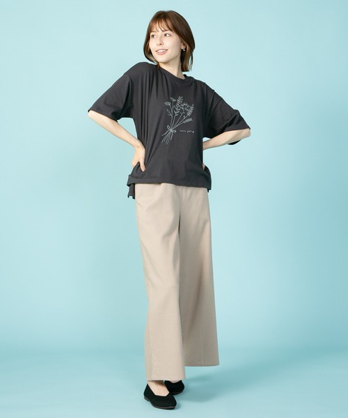 fort point(フォーポイント)の「【FORT POINT/フォートポイント】ナチュラル派のシンプル刺繍Tシャツ 5分袖 オーバーサイズ ビッグシルエット(Tシャツ/カットソー・レディース・チャコールグレー/ラベンダー/ライトグリーン/オフホワイト・FREE)」の14枚目の写真