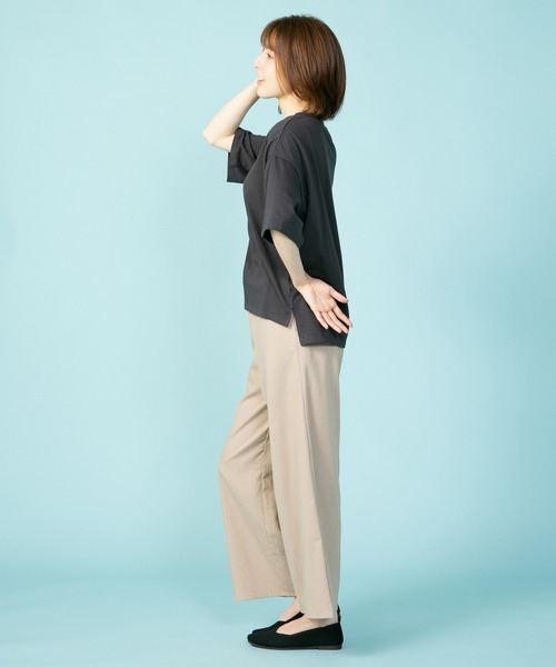 fort point(フォーポイント)の「【FORT POINT/フォートポイント】ナチュラル派のシンプル刺繍Tシャツ 5分袖 オーバーサイズ ビッグシルエット(Tシャツ/カットソー・レディース・チャコールグレー/ラベンダー/ライトグリーン/オフホワイト・FREE)」の17枚目の写真