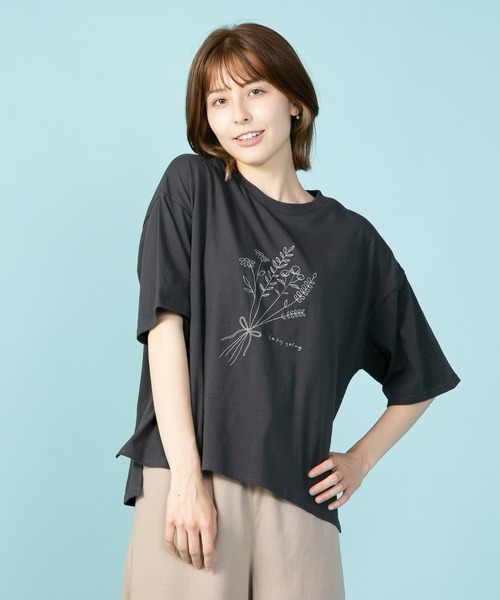 fort point(フォーポイント)の「【FORT POINT/フォートポイント】ナチュラル派のシンプル刺繍Tシャツ 5分袖 オーバーサイズ ビッグシルエット(Tシャツ/カットソー・レディース・チャコールグレー/ラベンダー/ライトグリーン/オフホワイト・FREE)」の19枚目の写真